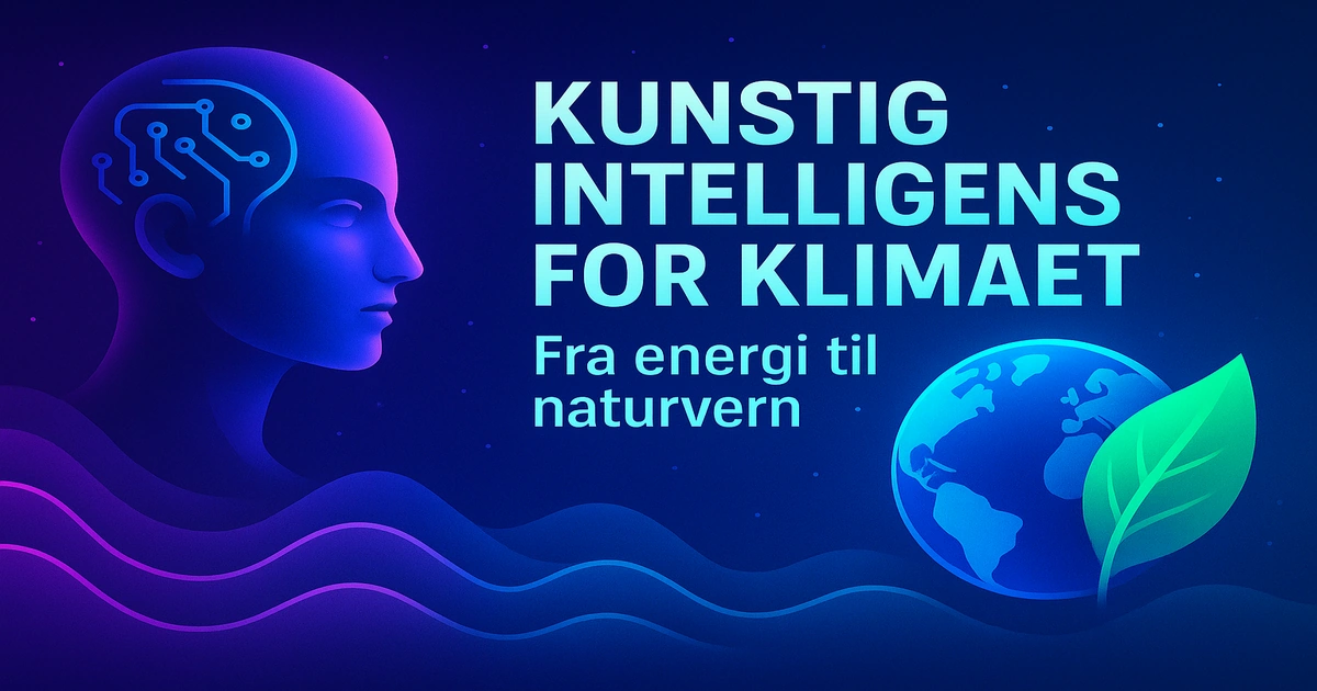Futuristisk illustrasjon av kunstig intelligens for klima, energi og naturvern