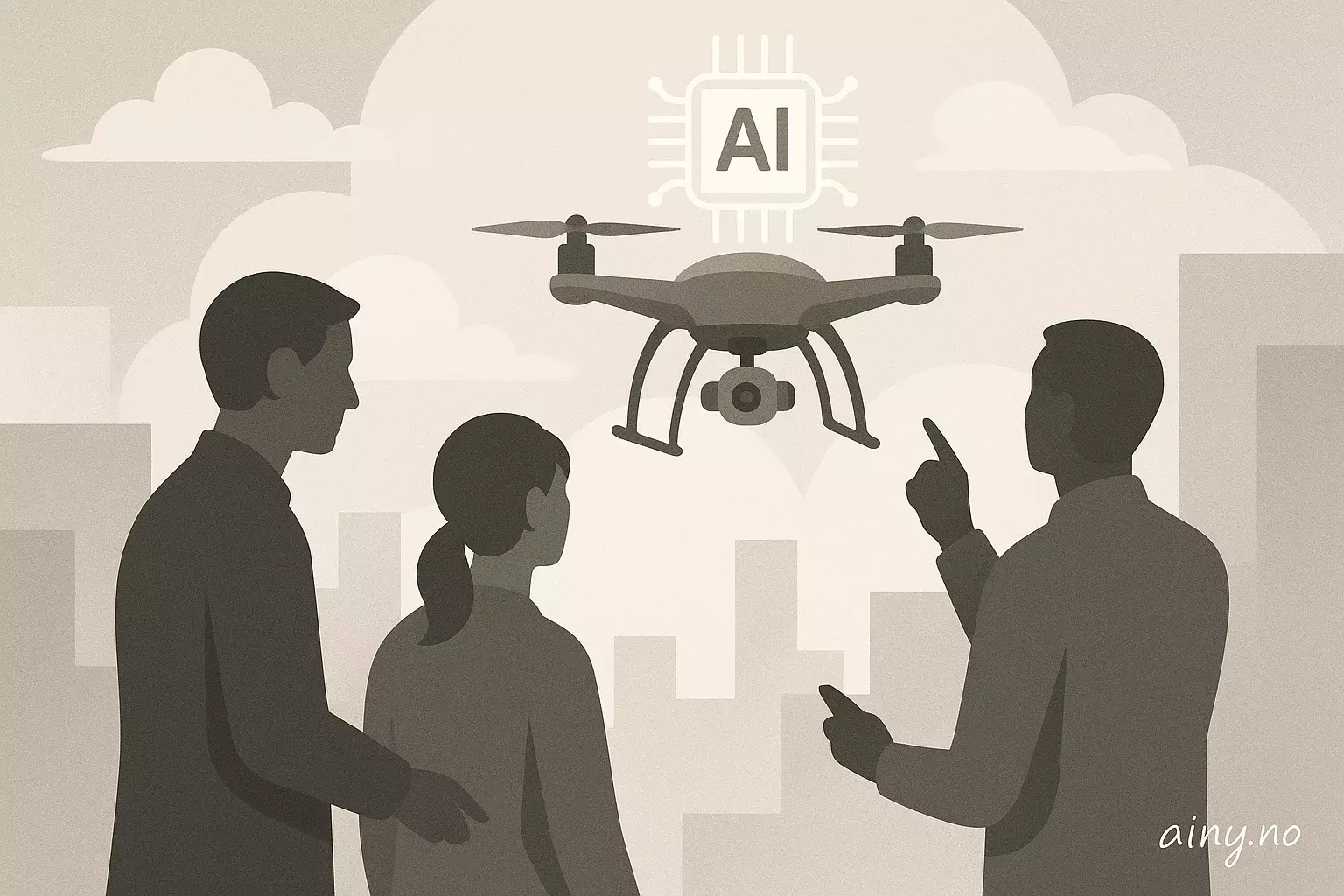 Illustrasjon KI-generert med OpenAI API for artikkelen: Agentisk AI i droner: MARL-studie fra arXiv