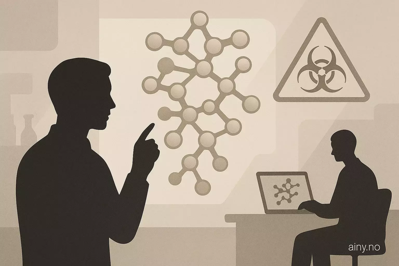 Illustrasjon KI-generert med OpenAI API for artikkelen: AI-designede proteiner kan unndra dagens biosikkerhet