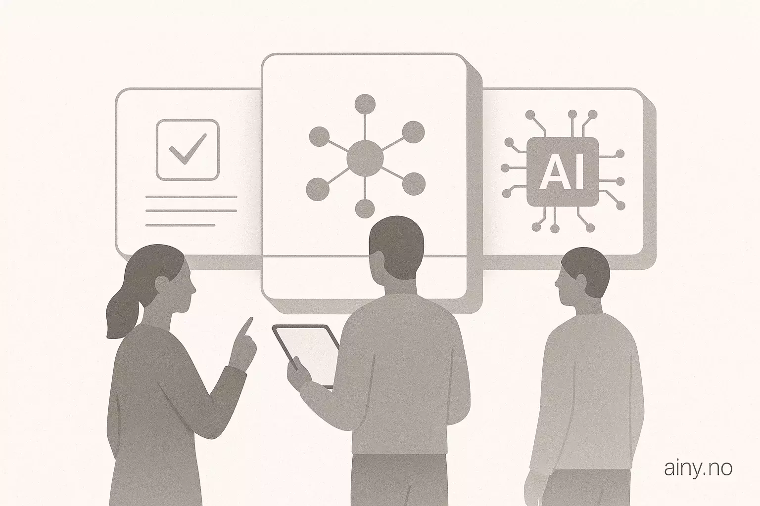 Illustrasjon KI-generert med OpenAI API for artikkelen: AI engineering og evals blir nytt lag i programvarearbeid
