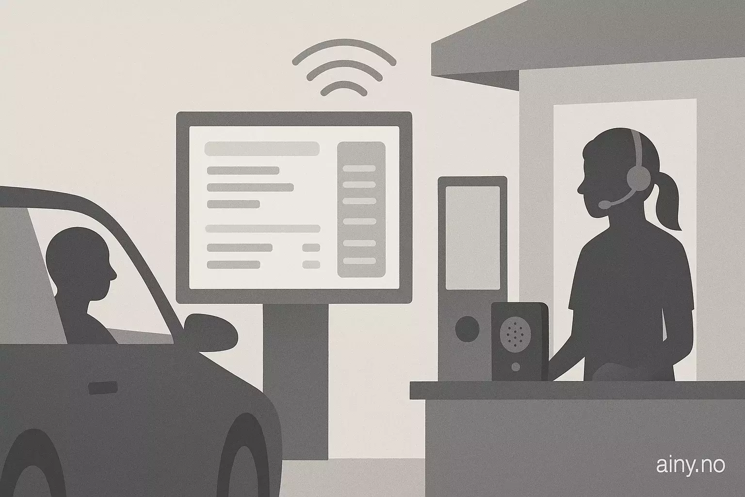 Illustrasjon KI-generert med OpenAI API for artikkelen: Amazon Nova Sonic gir stemme-AI til drive-thru