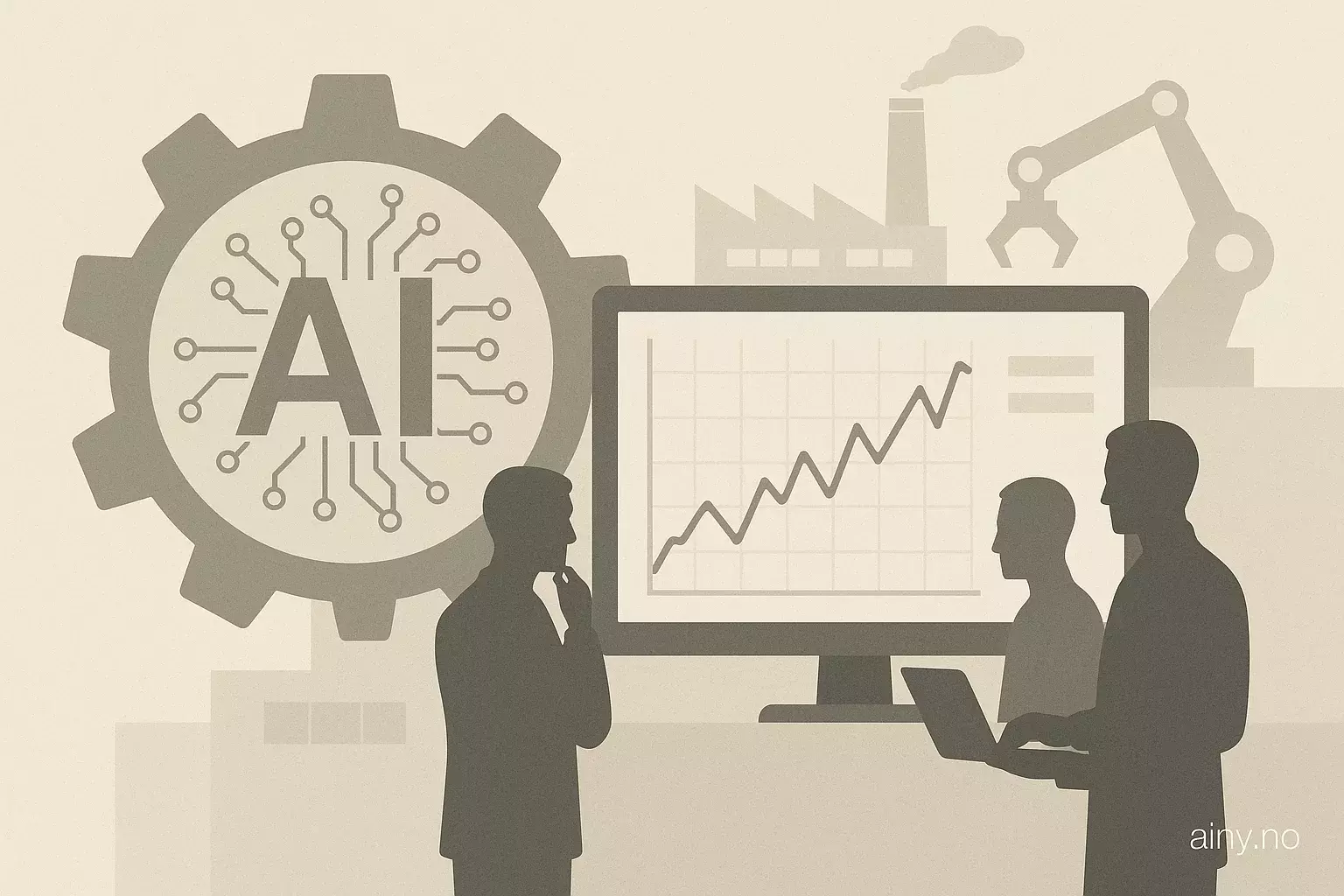 Illustrasjon KI-generert med OpenAI API for artikkelen: Analytikere uerstattelige i prediktivt vedlikehold