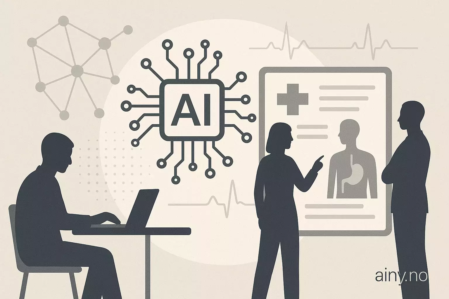 Illustrasjon KI-generert med OpenAI API for artikkelen: Ansvarlig KI-design i helse og life sciences