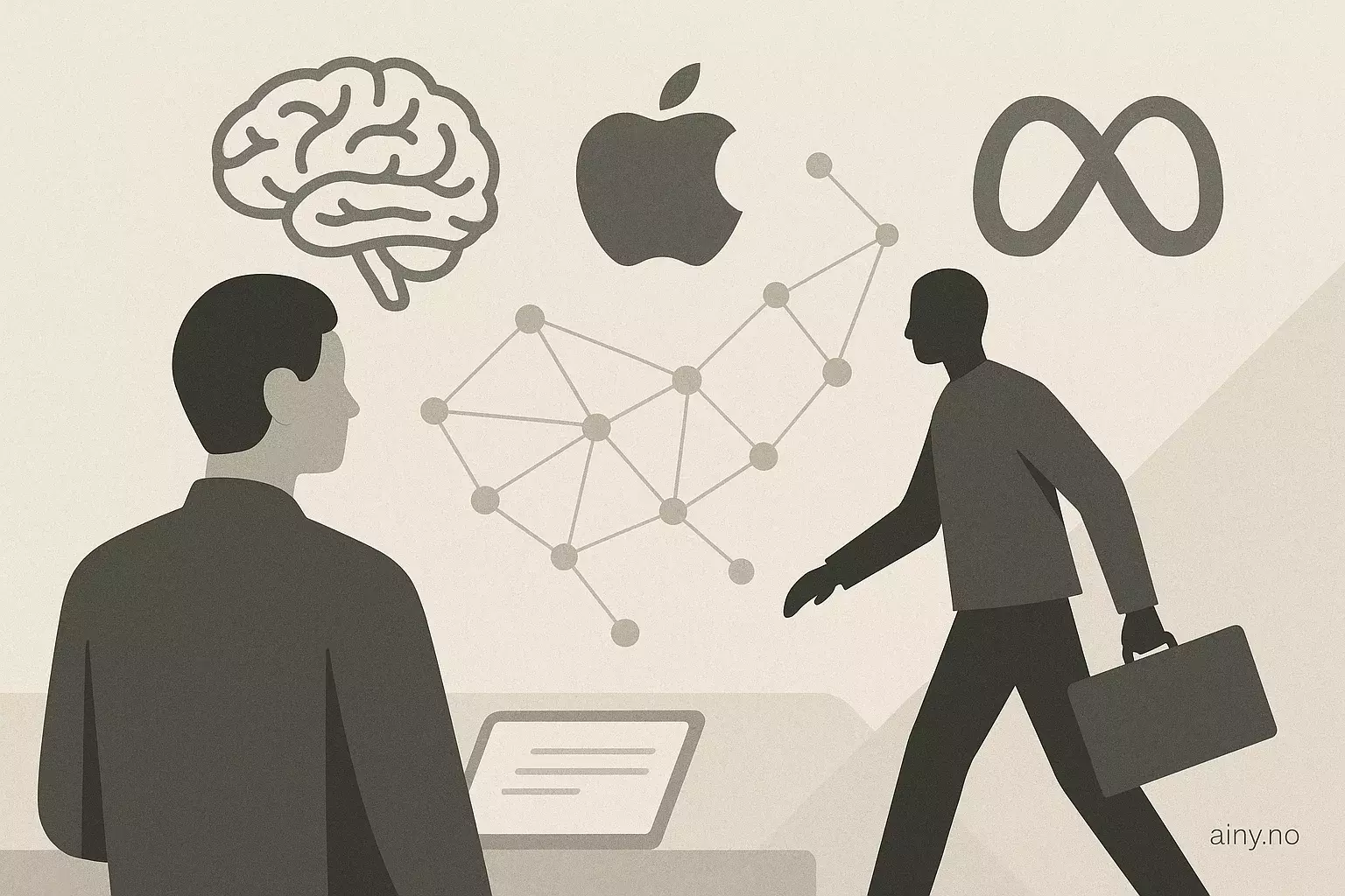 Illustrasjon KI-generert med OpenAI API for artikkelen: Apple mister enda en AI-leder til Meta