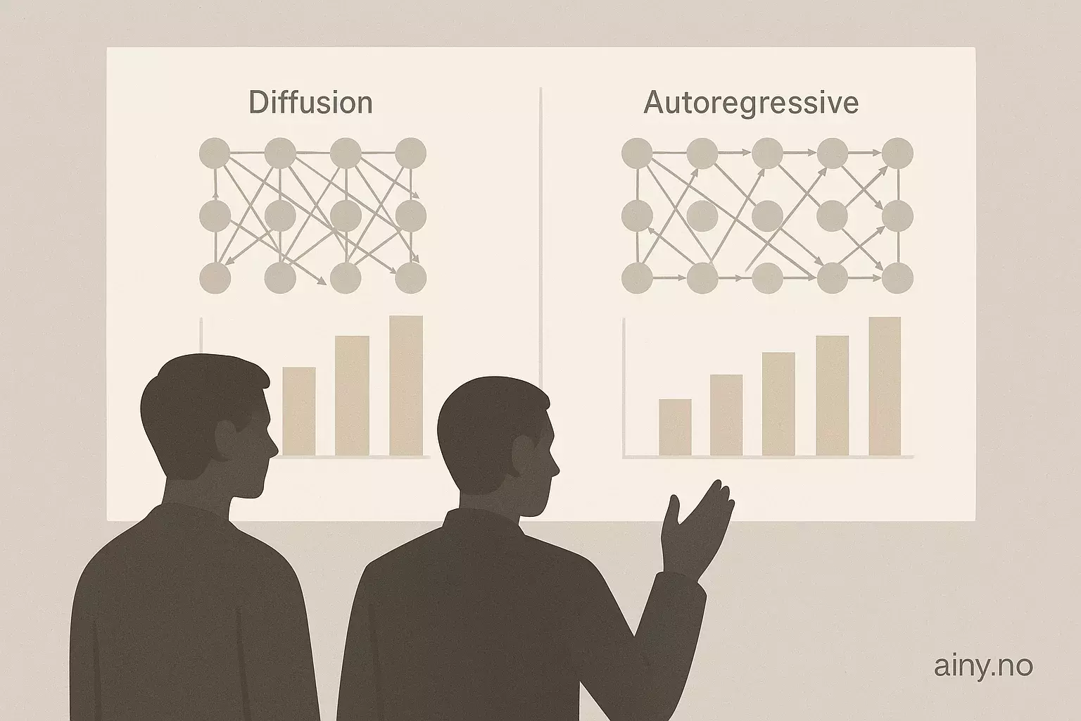 Illustrasjon KI-generert med OpenAI API for artikkelen: Diffusion slår autoregressive ved datamangel