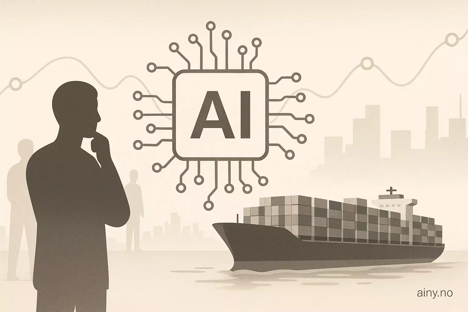 Illustrasjon KI-generert med OpenAI API for artikkelen: Hapag-Lloyd forbedrer rutepunktlighet med Amazon SageMaker