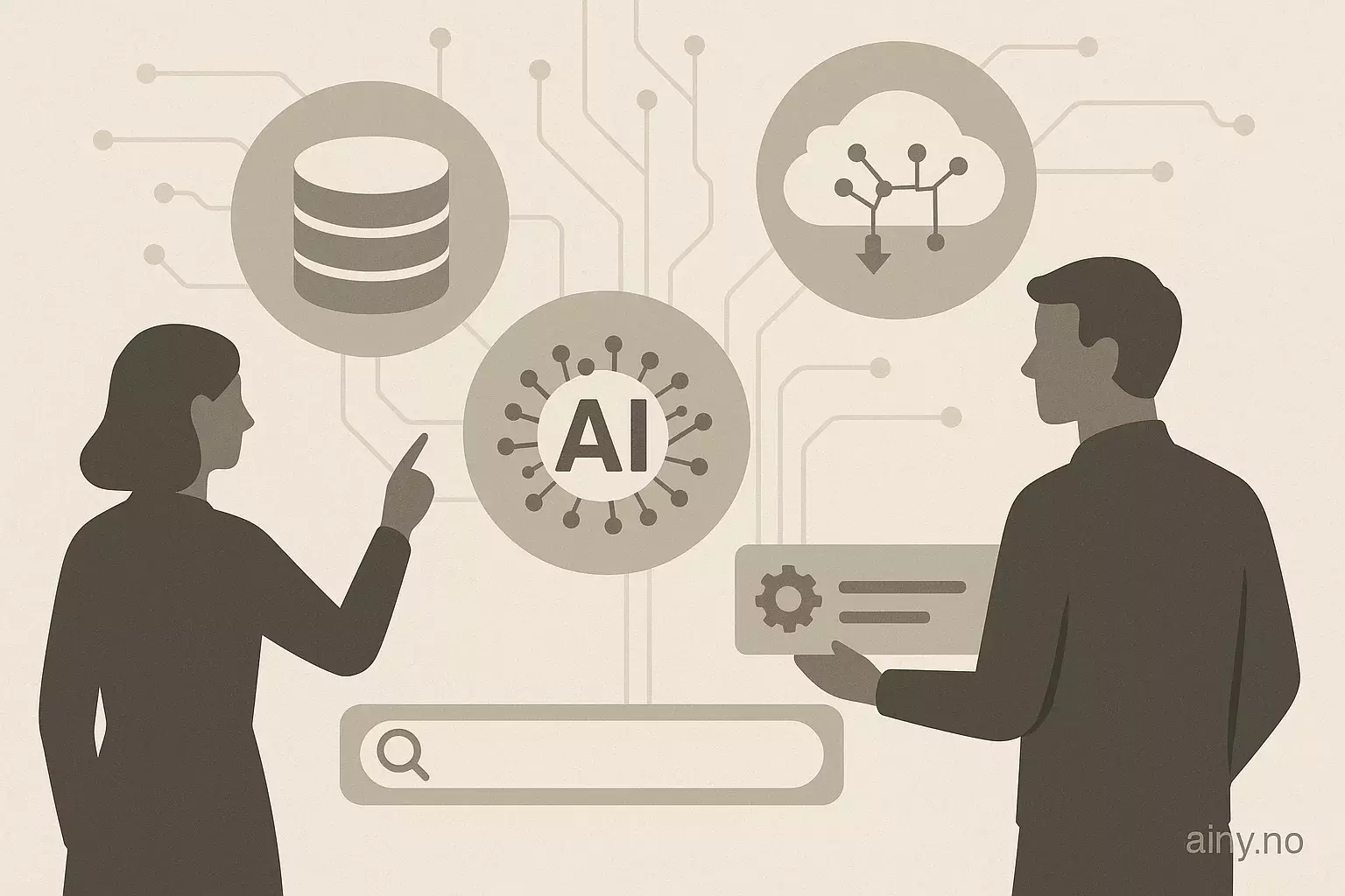 Illustrasjon KI-generert med OpenAI API for artikkelen: Kore.ai og Amazon Q gir søk og agentiske arbeidsflyter