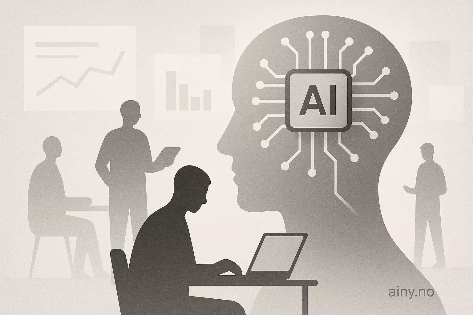 Illustrasjon KI-generert med OpenAI API for artikkelen: Mer bruk av AI, men få organisatoriske gevinster