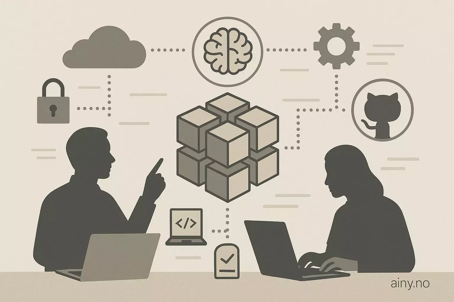 Illustrasjon KI-generert med OpenAI API for artikkelen: Sikker MLOps-plattform med Terraform og GitHub