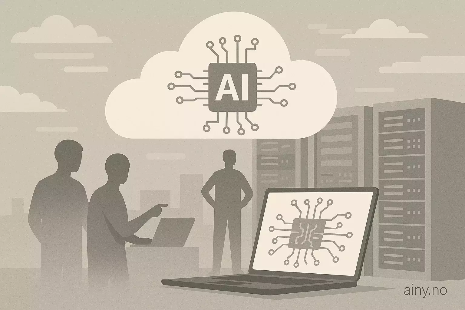 Illustrasjon KI-generert med OpenAI API for artikkelen: Skyen må bygge om for nye krav fra AI