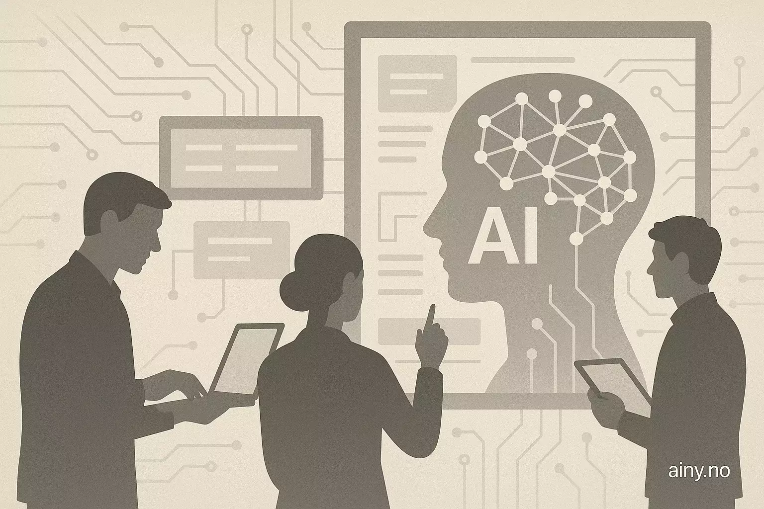 Illustrasjon KI-generert med OpenAI API for artikkelen: Utviklere leder KI-transformasjonen i bedriftene