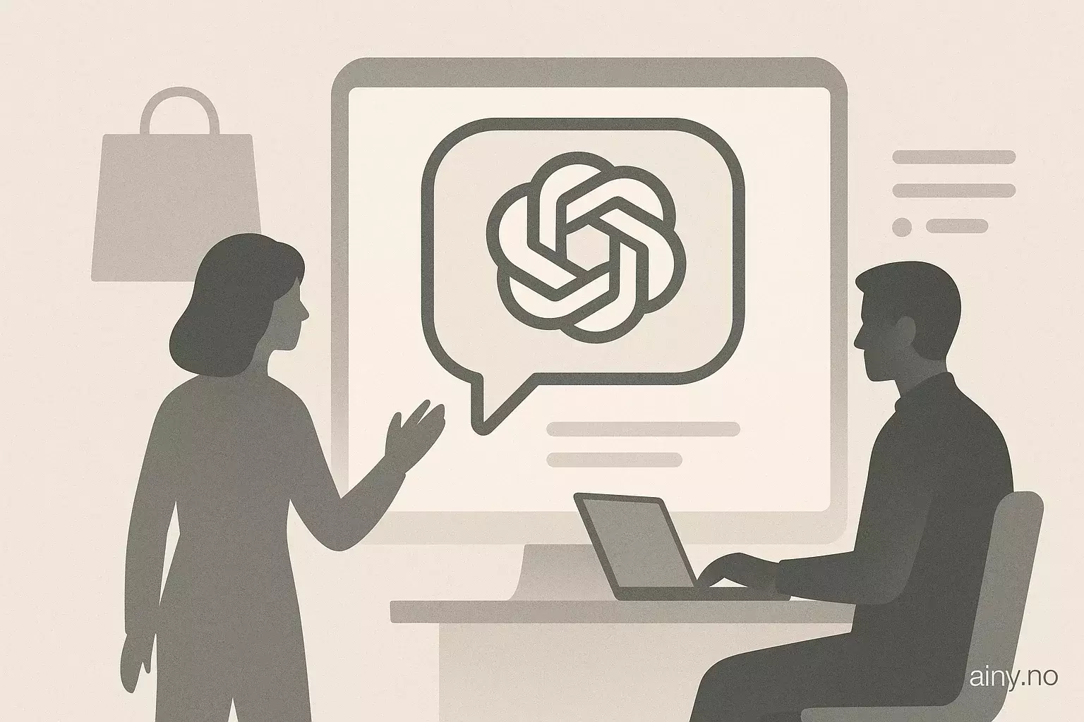 Illustrasjon KI-generert med OpenAI API for artikkelen: ChatGPT får gratis shopping-forskning: raskt og interaktivt