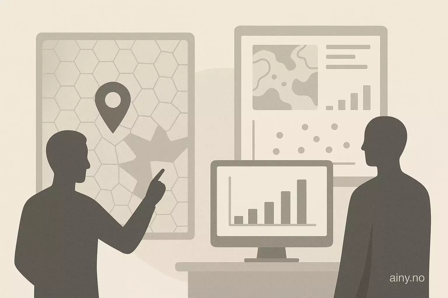 Illustrasjon KI-generert med OpenAI API for artikkelen: Geospatiale agenter med Foursquare H3 Hub og SageMaker