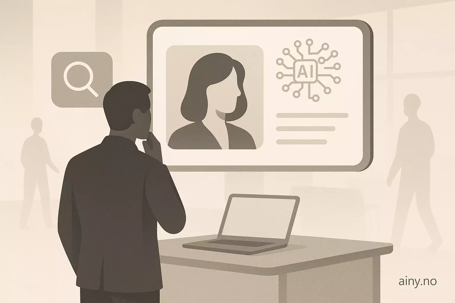 Illustrasjon KI-generert med OpenAI API for artikkelen: LinkedIn lanserer AI-drevet personsøk