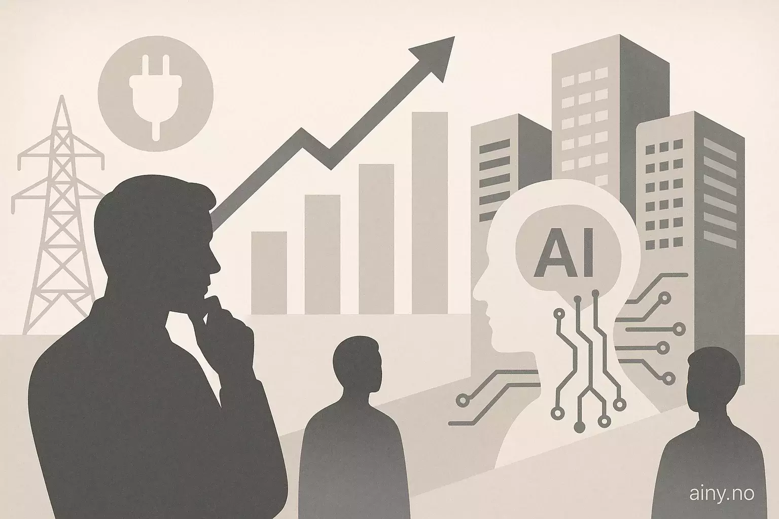 Illustrasjon KI-generert med OpenAI API for artikkelen: Økte energipriser setter datasentre og AI i søkelyset