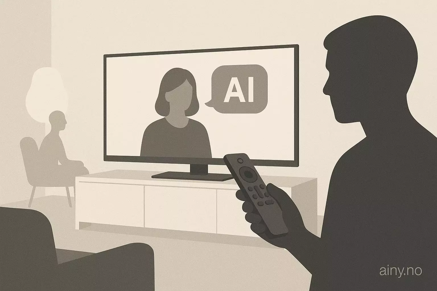 Illustrasjon KI-generert med OpenAI API for artikkelen: Samsung bygger inn AI-assistent i 2025-TV med egen fjernkontroll