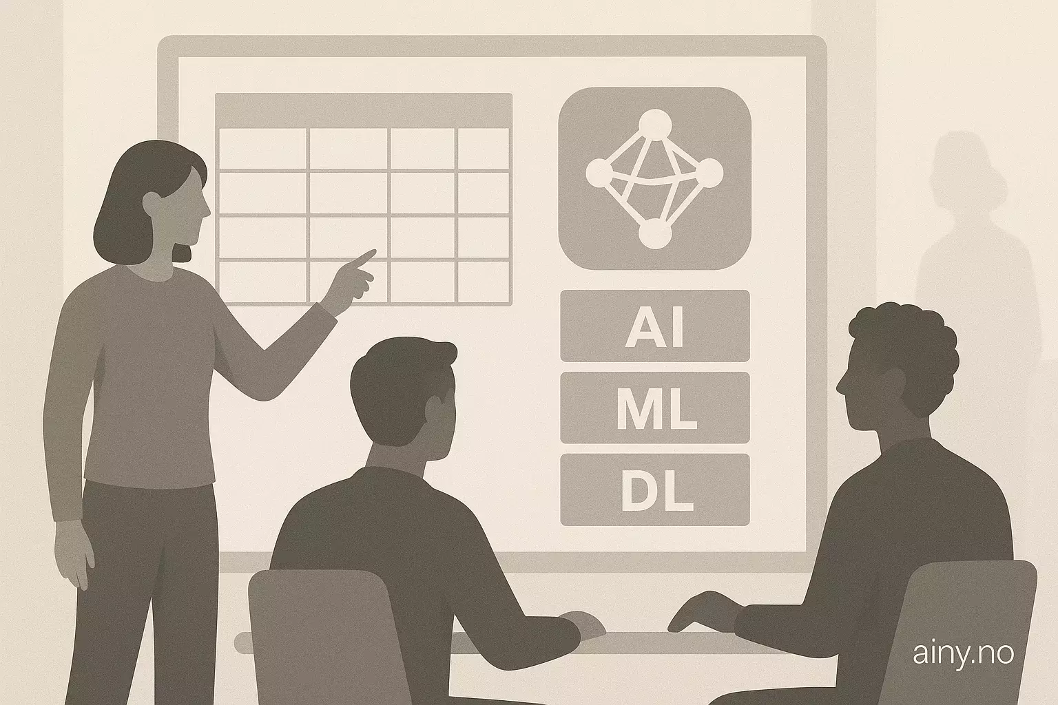 Illustrasjon KI-generert med OpenAI API for artikkelen: Serie forklarer maskinlæring og dyp læring i Excel