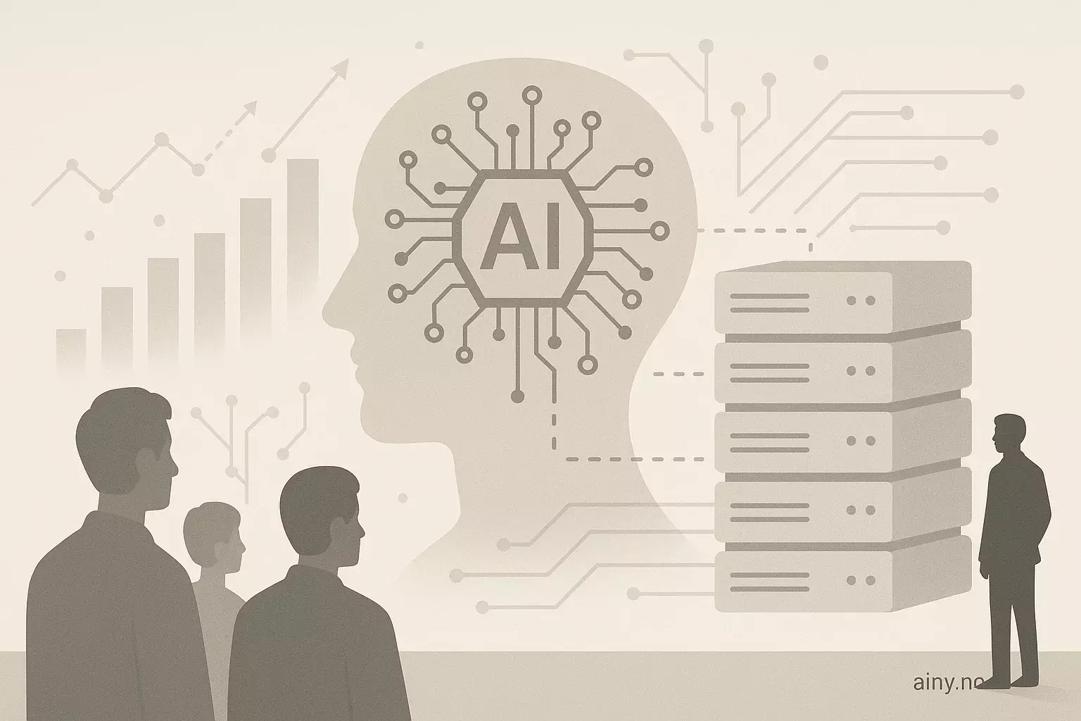 Illustrasjon KI-generert med OpenAI API for artikkelen: Skalering av KI med lagringseffektivitet