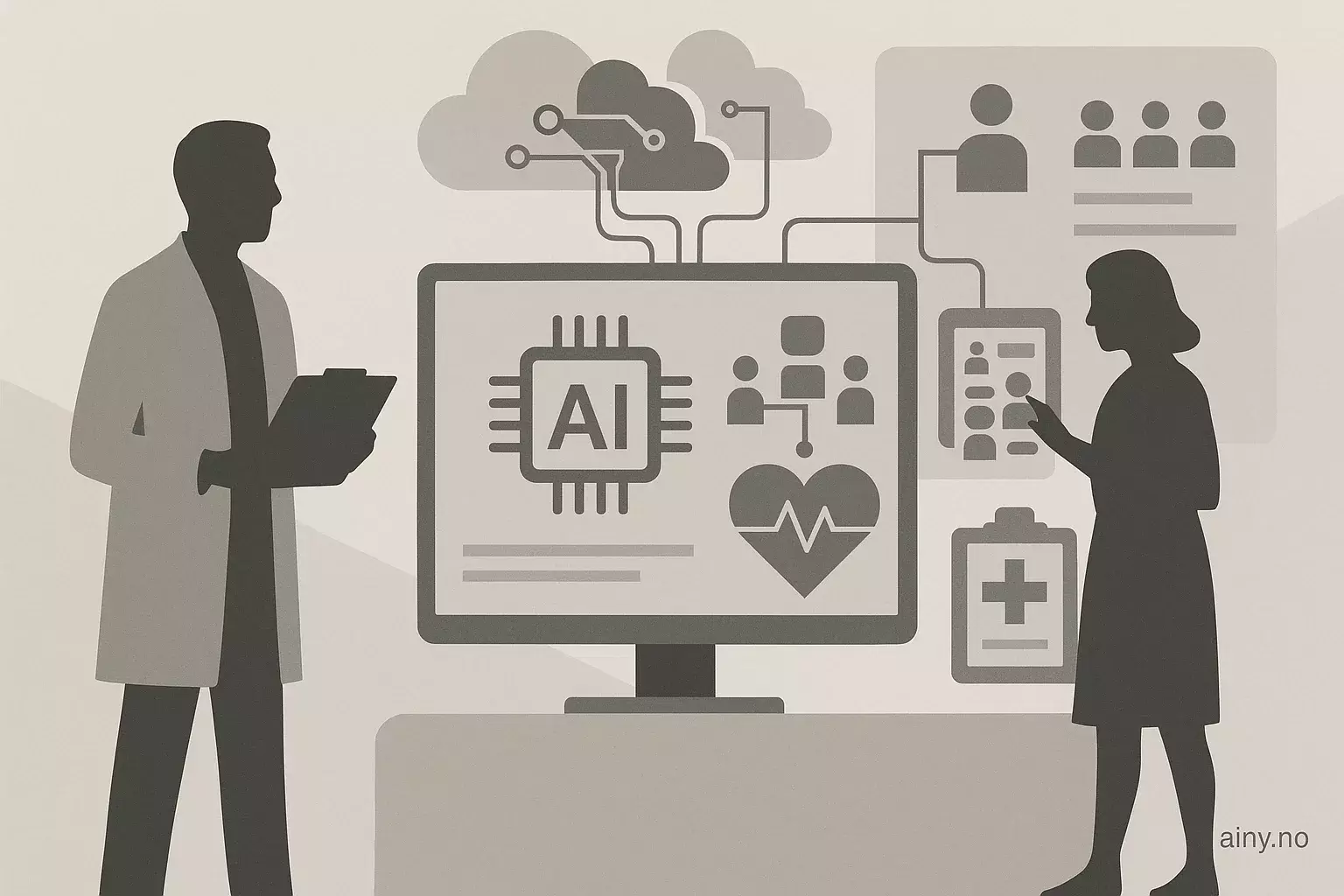 Illustrasjon KI-generert med OpenAI API for artikkelen: UiPath og Azure AI Foundry operationaliserer KI i helse