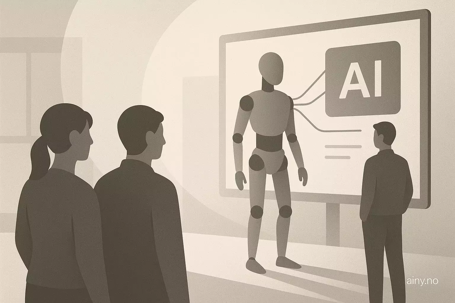 Illustrasjon KI-generert med OpenAI API for artikkelen: 2026: Eksperimentell AI avsluttes, autonome systemer tar over