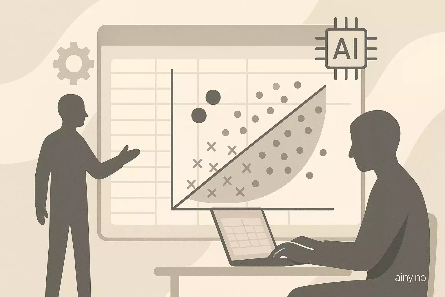 Illustrasjon KI-generert med OpenAI API for artikkelen: GNB, LDA og QDA i Excel — dag 3 i ML-kalender