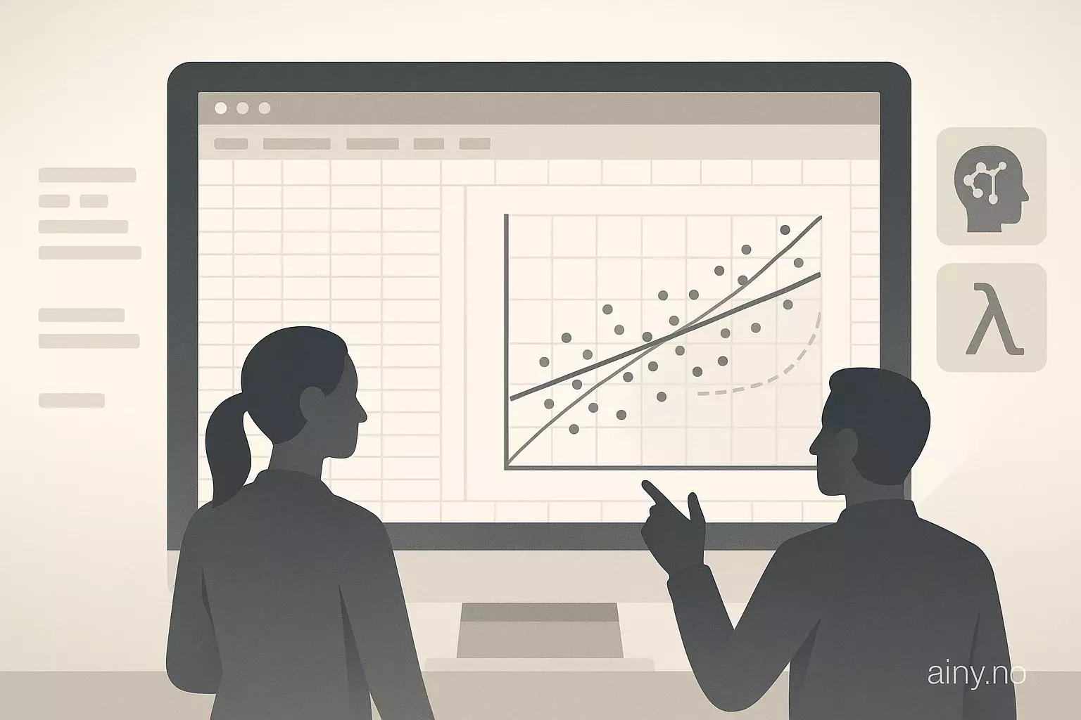 Illustrasjon KI-generert med OpenAI API for artikkelen: LASSO og Ridge-regresjon i Excel