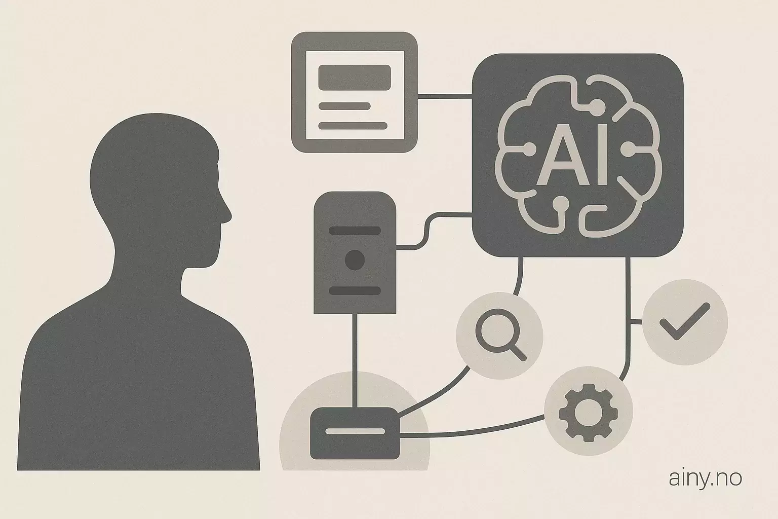 Illustrasjon KI-generert med OpenAI API for artikkelen: MCP gjør LLM-er til handlende agenter