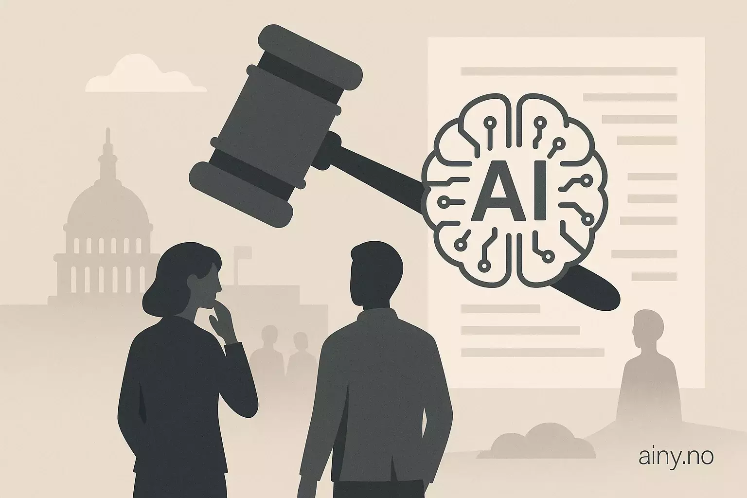 Illustrasjon KI-generert med OpenAI API for artikkelen: Trump-ordre kan gi oppstartsbedrifter juridisk limbo