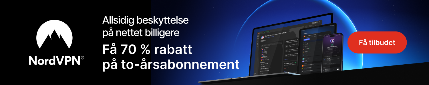 Få 70 % rabatt på to-årsabonnement – NordVPN