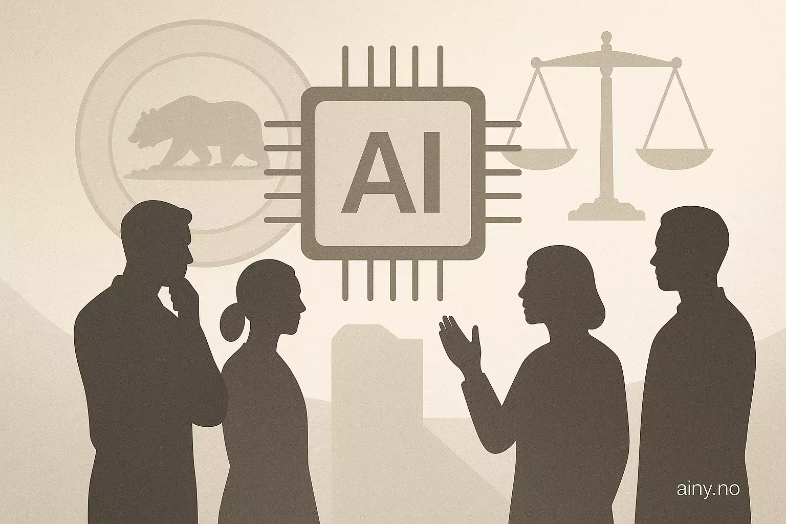 Illustrasjon KI-generert med OpenAI API for artikkelen: California strammer inn regelverk for avansert KI