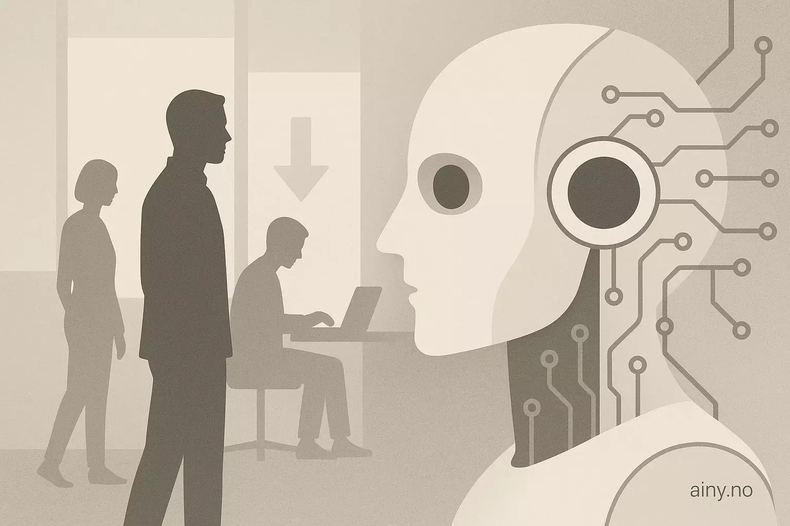 Illustrasjon KI-generert med OpenAI API for artikkelen: Forrester: KI kan erstatte 6 % av amerikanske jobber innen 2030