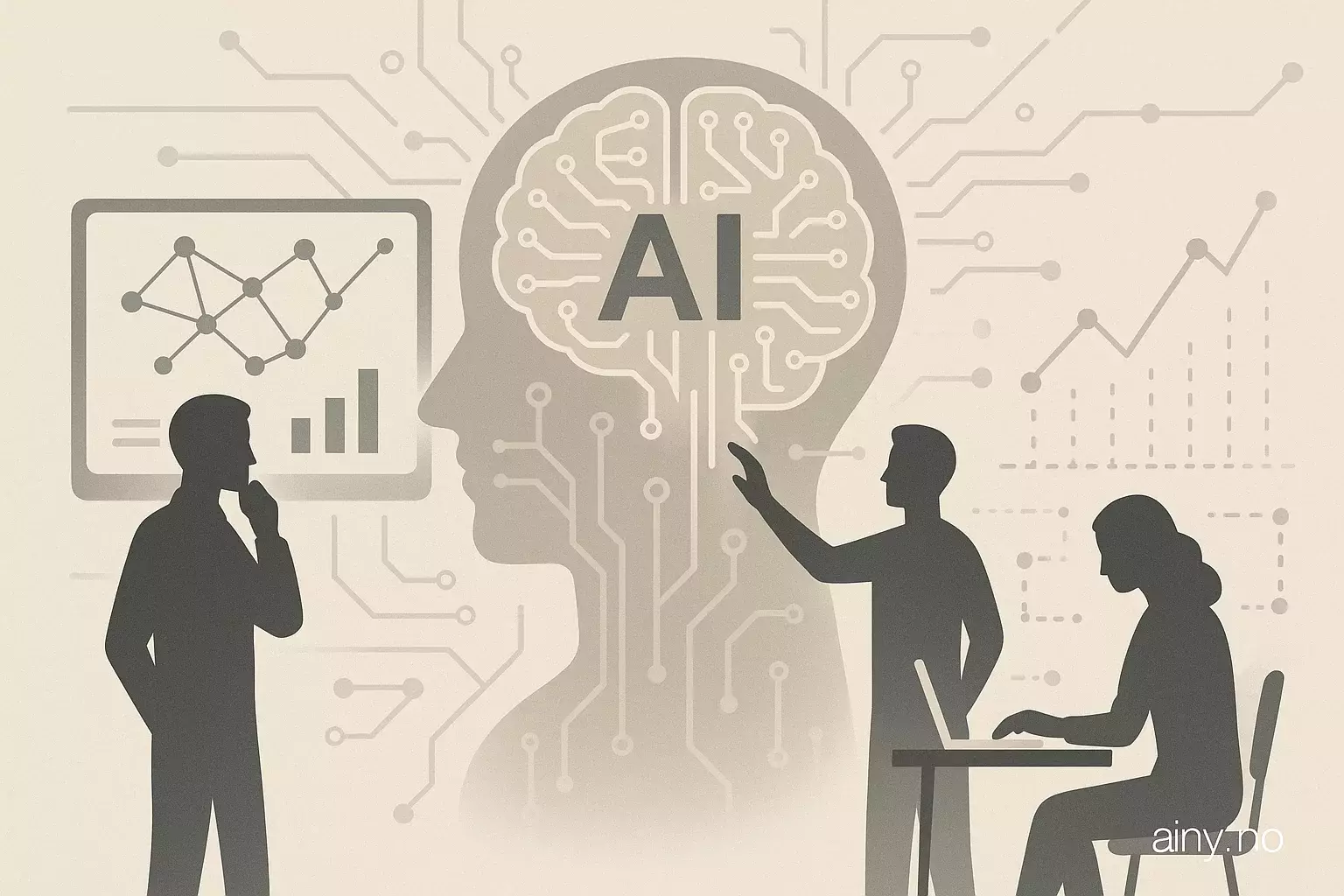 Illustrasjon KI-generert med OpenAI API for artikkelen: Hva betyr det å sette maskinlæring i produksjon?