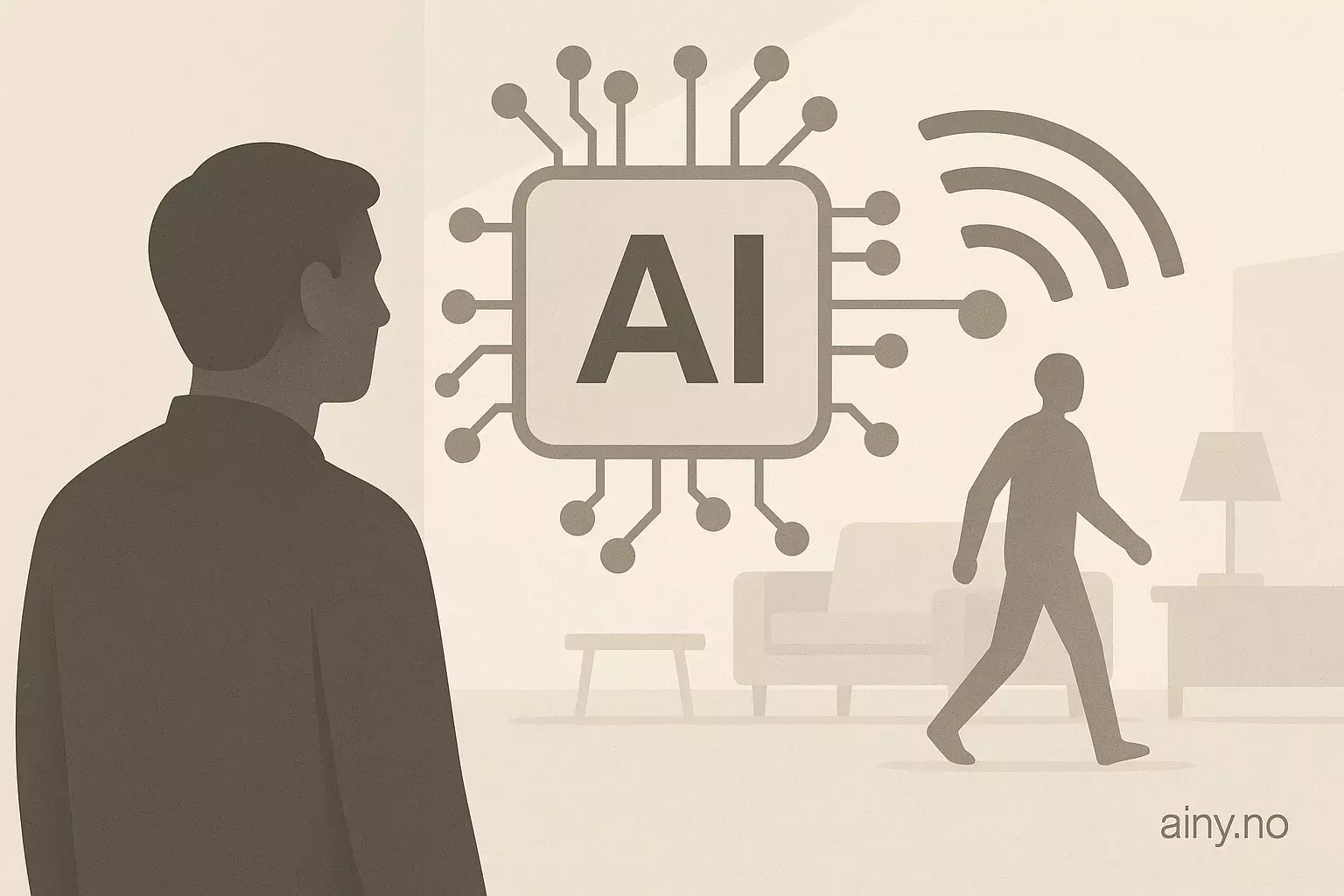 Illustrasjon KI-generert med OpenAI API for artikkelen: ADT kjøper Origin AI for tilstedeværelsessensorer