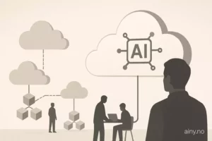 Illustrasjon KI-generert med OpenAI API for artikkelen: Frakoblede skyer skal styrke KI-datastyring