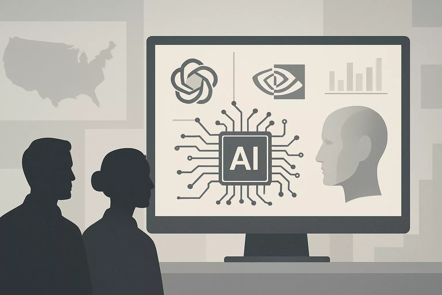 Illustrasjon av Palantir, Nvidia og Anthropic i fokus