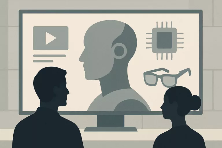 Illustrasjon av AI-nyheter globalt: Veo, Meta og Claude