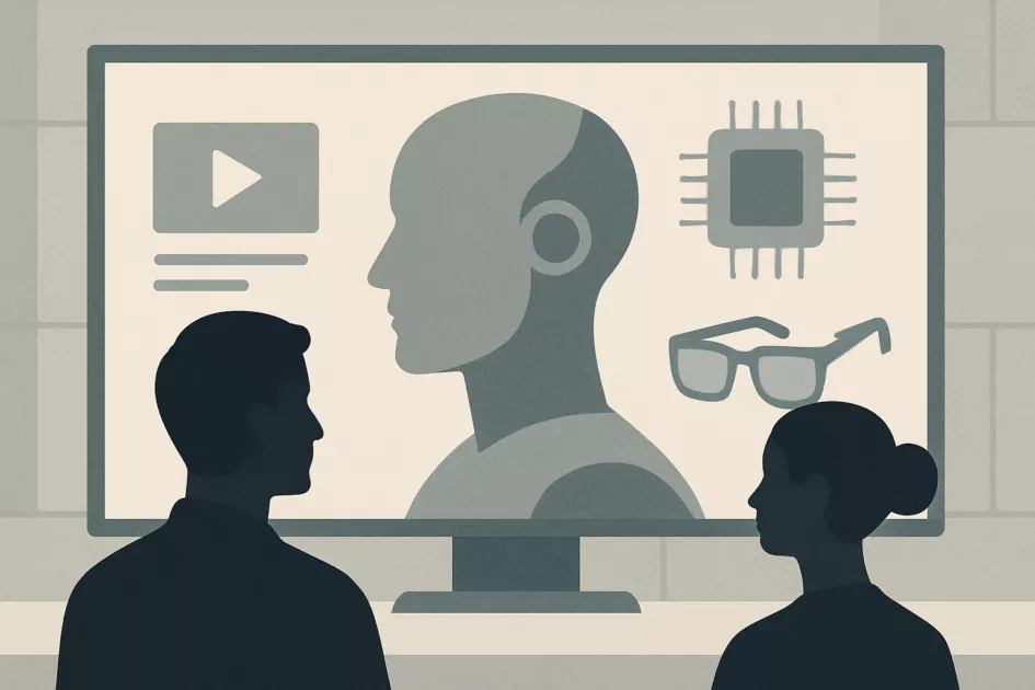 Illustrasjon av AI-nyheter globalt: Veo, Meta og Claude